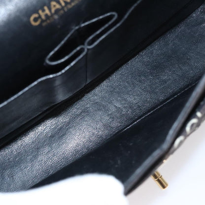 CHANEL Matelasse Chain Shoulder Bag Canvas Black Gold CC 108396