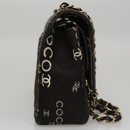 CHANEL Matelasse Chain Shoulder Bag Canvas Black Gold CC 108396