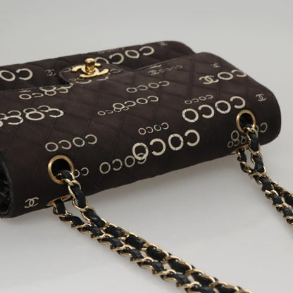 CHANEL Matelasse Chain Shoulder Bag Canvas Black Gold CC 108396
