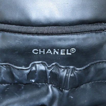 CHANEL Bicolore Vanity Hand Bag Leather Black Gold CC 108585