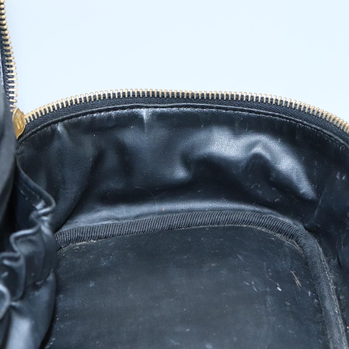 CHANEL Bicolore Vanity Hand Bag Leather Black Gold CC 108585