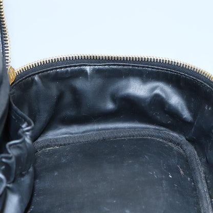 CHANEL Bicolore Vanity Hand Bag Leather Black Gold CC 108585