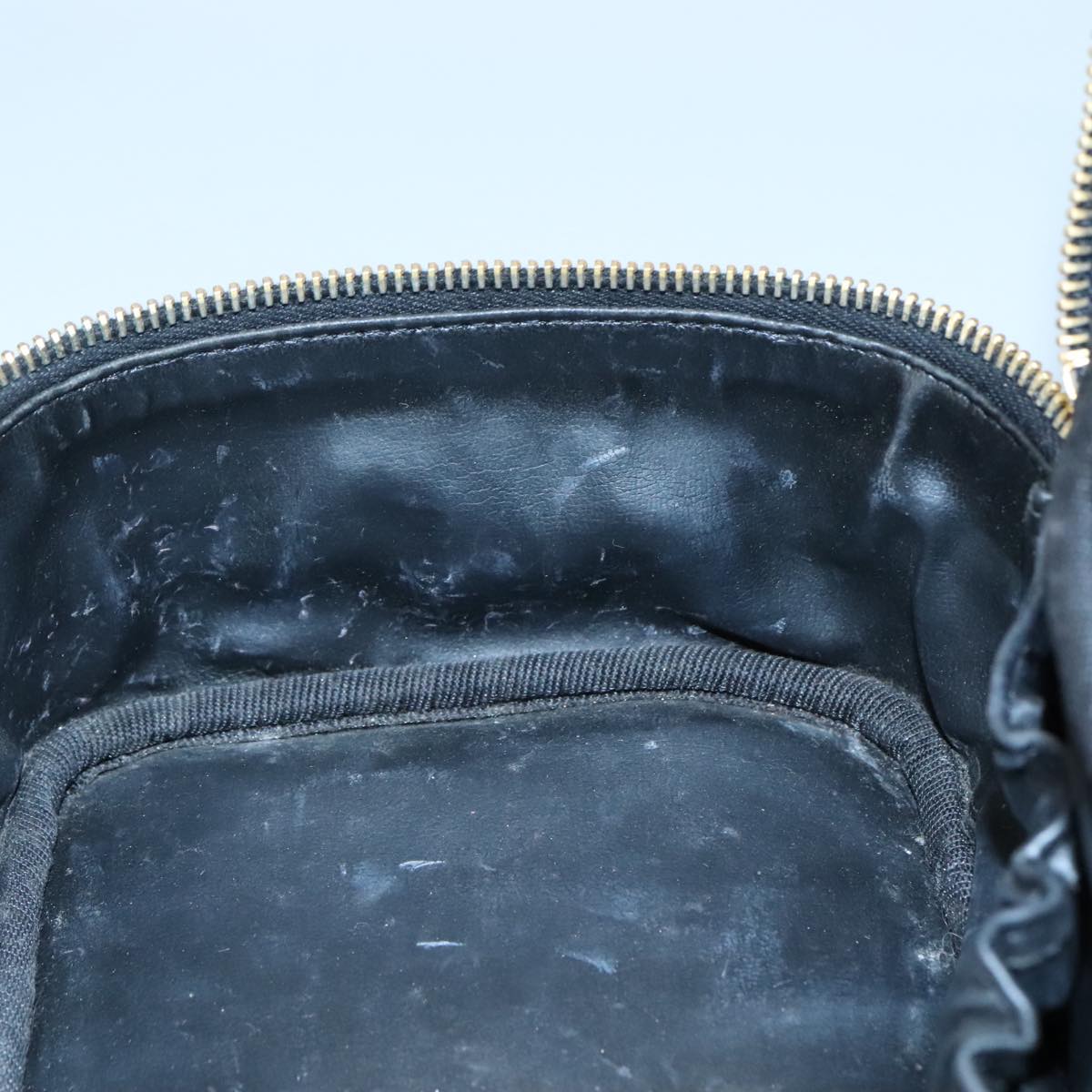 CHANEL Bicolore Vanity Hand Bag Leather Black Gold CC 108585