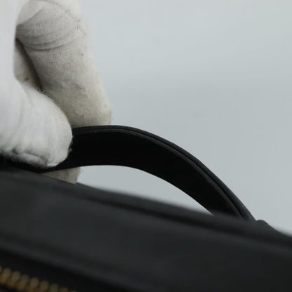 CHANEL Bicolore Vanity Hand Bag Leather Black Gold CC 108585