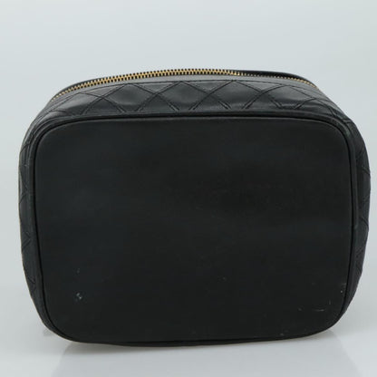 CHANEL Bicolore Vanity Hand Bag Leather Black Gold CC 108585