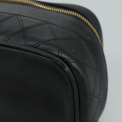 CHANEL Bicolore Vanity Hand Bag Leather Black Gold CC 108585
