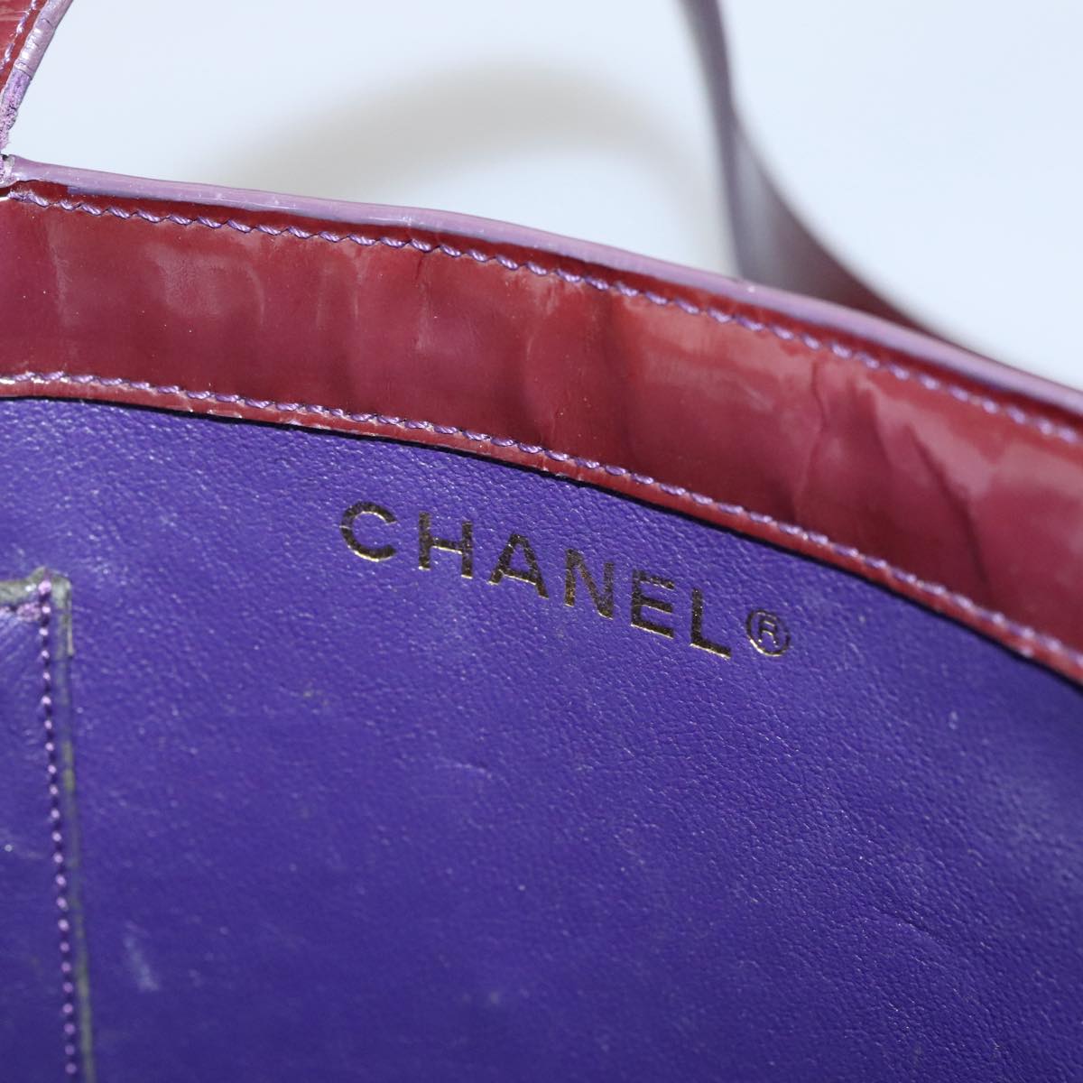 CHANEL Tote Bag Patent leather Purple CC 108601
