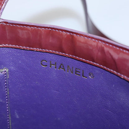 CHANEL Tote Bag Patent leather Purple CC 108601