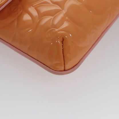 CHANEL Chain Camelia Shoulder Bag Patent leather Orange CC 108607