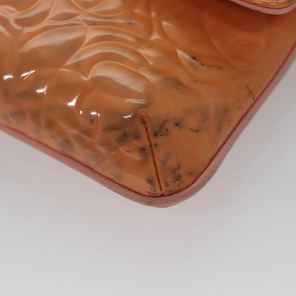 CHANEL Chain Camelia Shoulder Bag Patent leather Orange CC 108607