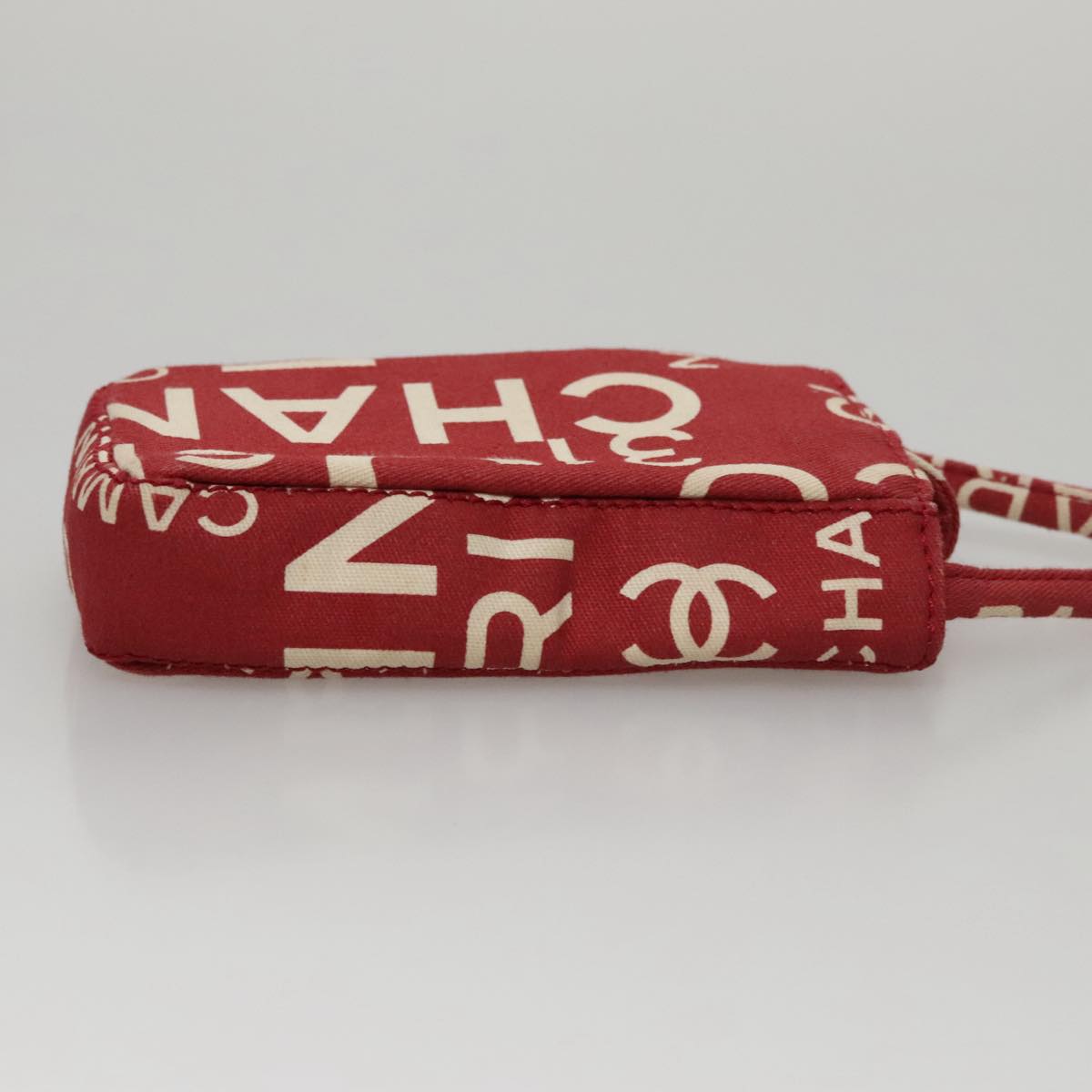 CHANEL Bysy line Tote Bag Canvas Red CC 108610