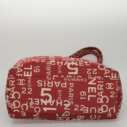 CHANEL Bysy line Tote Bag Canvas Red CC 108610