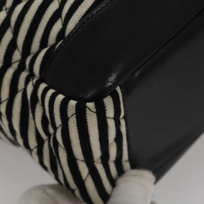 CHANEL Matelasse Chain Shoulder Bag Cotton Black White gold CC 108666