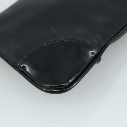 CHANEL Camelia Clutch Bag Lamb Skin Black Silver CC 108816