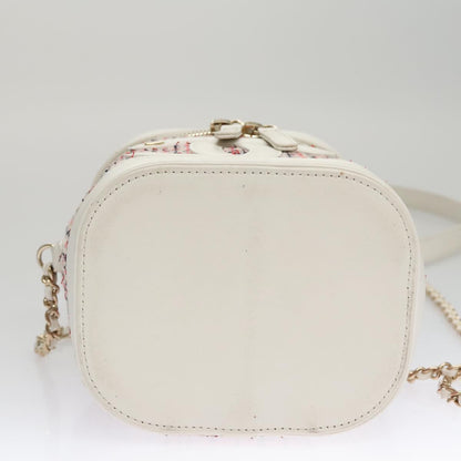 CHANEL Vanity Cosmetic Pouch Tweed Leather 2way Red White CC 108914A