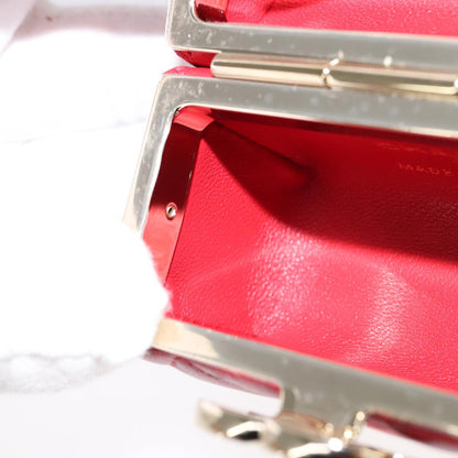 CHANEL Small Box Matelasse Chain Pouch Lamb Skin Red CC 108916A