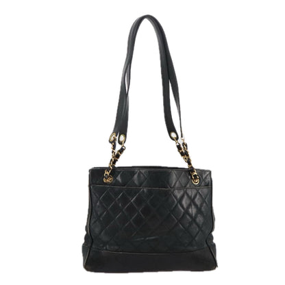 CHANEL Matelasse Chain Shoulder Bag Leather Gold Black CC 108965