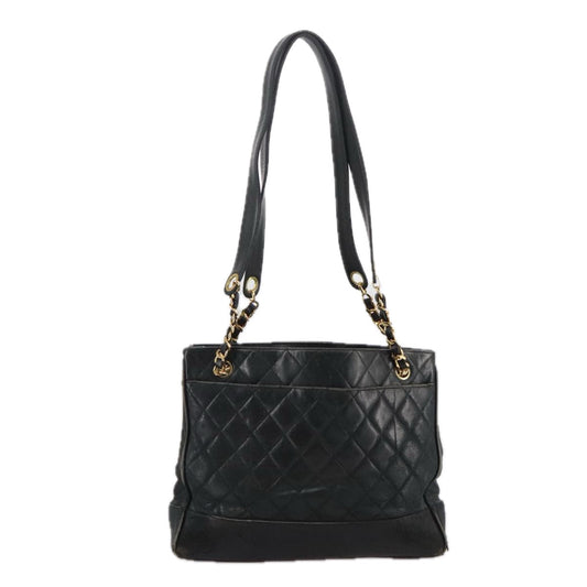 CHANEL Matelasse Chain Shoulder Bag Leather Gold Black CC 108965