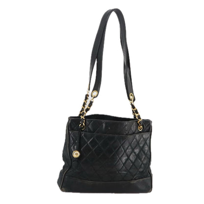 CHANEL Matelasse Chain Shoulder Bag Leather Gold Black CC 108965