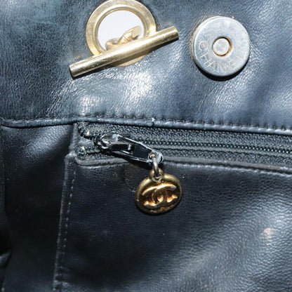 CHANEL Matelasse Chain Shoulder Bag Leather Gold Black CC 108965