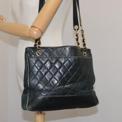 CHANEL Matelasse Chain Shoulder Bag Leather Gold Black CC 108965
