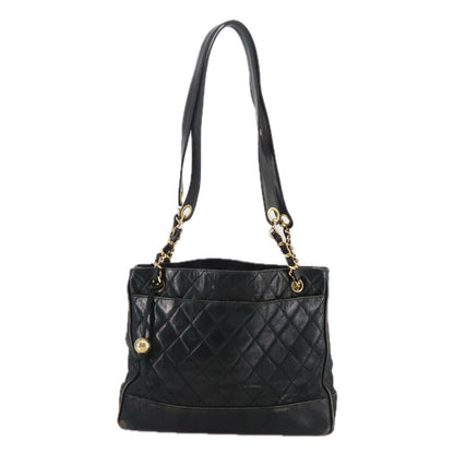 CHANEL Matelasse Chain Shoulder Bag Leather Gold Black CC 108965