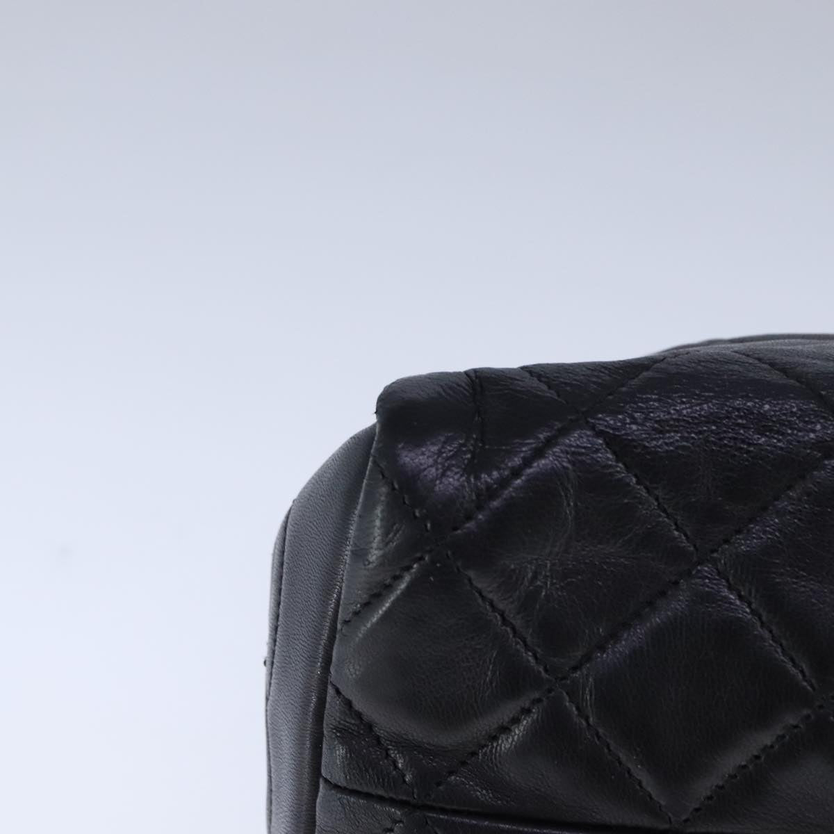 CHANEL Matelasse Chain Shoulder Bag Lamb Skin Black Gold CC 109056