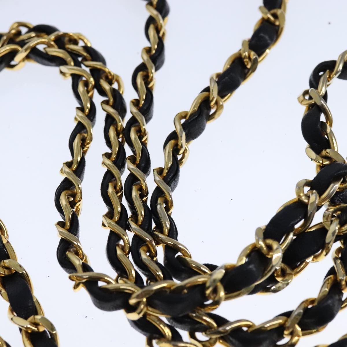 CHANEL Matelasse Chain Shoulder Bag Lamb Skin Black Gold CC 109056