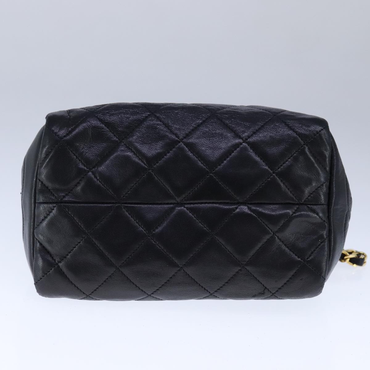 CHANEL Matelasse Chain Shoulder Bag Lamb Skin Black Gold CC 109056