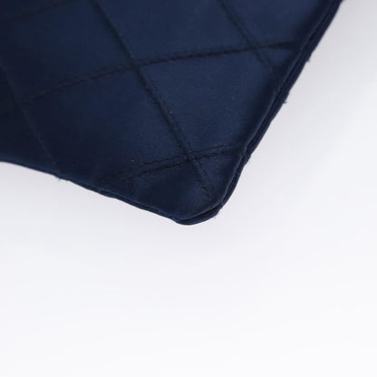 CHANEL Matelasse Hand Bag Satin Blue Gold CC 109061