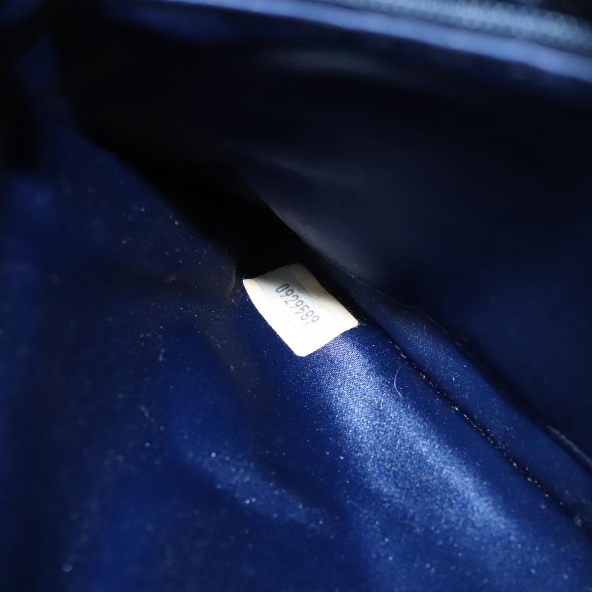CHANEL Matelasse Hand Bag Satin Blue Gold CC 109061