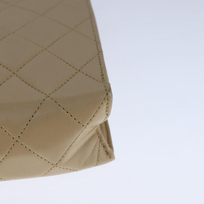 CHANEL Matelasse Big COCO Mark Chain Bag Lamb Skin Beige Gold CC 109065