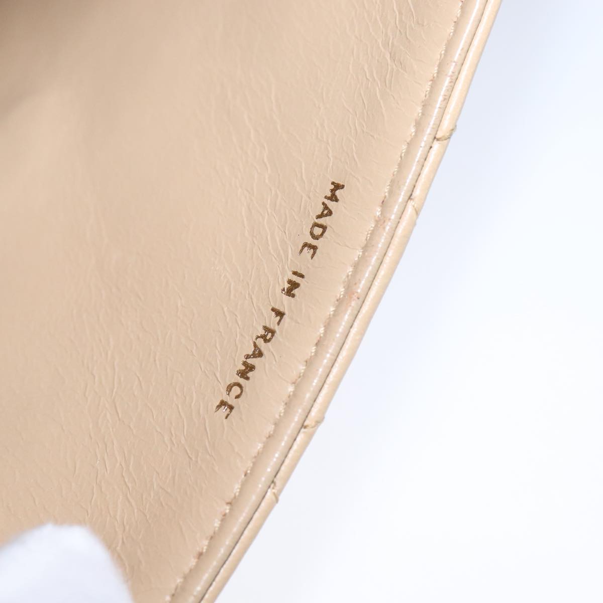 CHANEL Matelasse Big COCO Mark Chain Bag Lamb Skin Beige Gold CC 109065