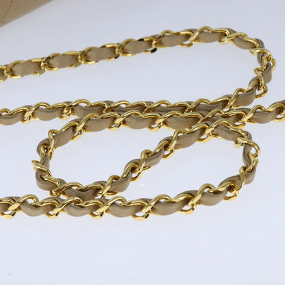 CHANEL Matelasse Big COCO Mark Chain Bag Lamb Skin Beige Gold CC 109065