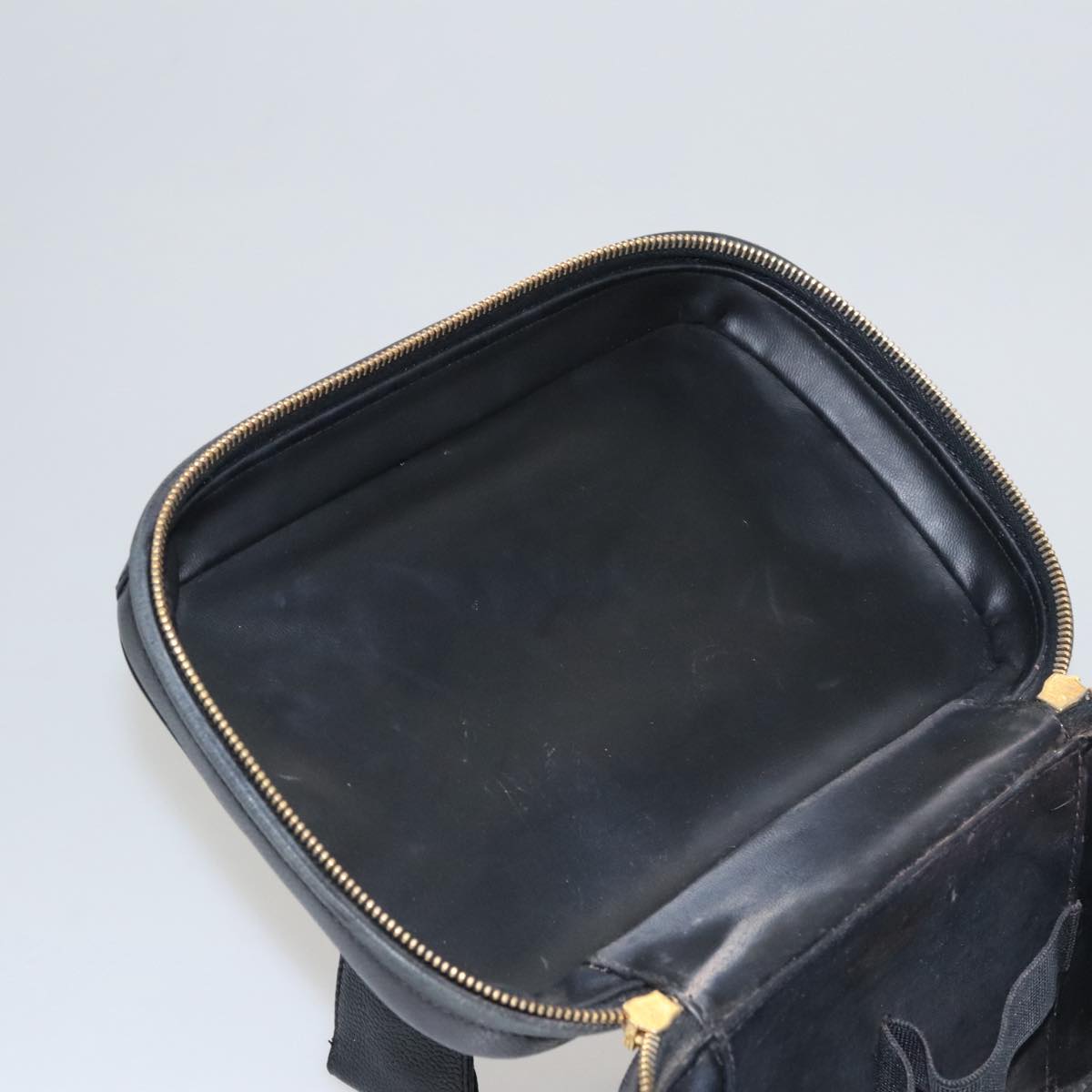 CHANEL Vanity COCO Mark Cosmetic Pouch Caviar Skin Black Gold CC 109190