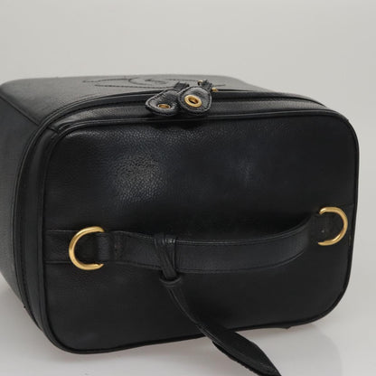 CHANEL Vanity COCO Mark Cosmetic Pouch Caviar Skin Black Gold CC 109190