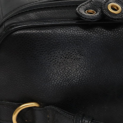 CHANEL Vanity COCO Mark Cosmetic Pouch Caviar Skin Black Gold CC 109190