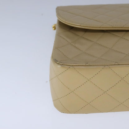 CHANEL Matelasse Chain Shoulder Bag Lamb Skin Beige Gold CC 109209