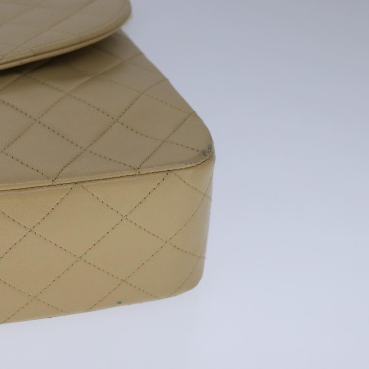 CHANEL Matelasse Chain Shoulder Bag Lamb Skin Beige Gold CC 109209