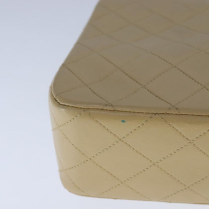 CHANEL Matelasse Chain Shoulder Bag Lamb Skin Beige Gold CC 109209