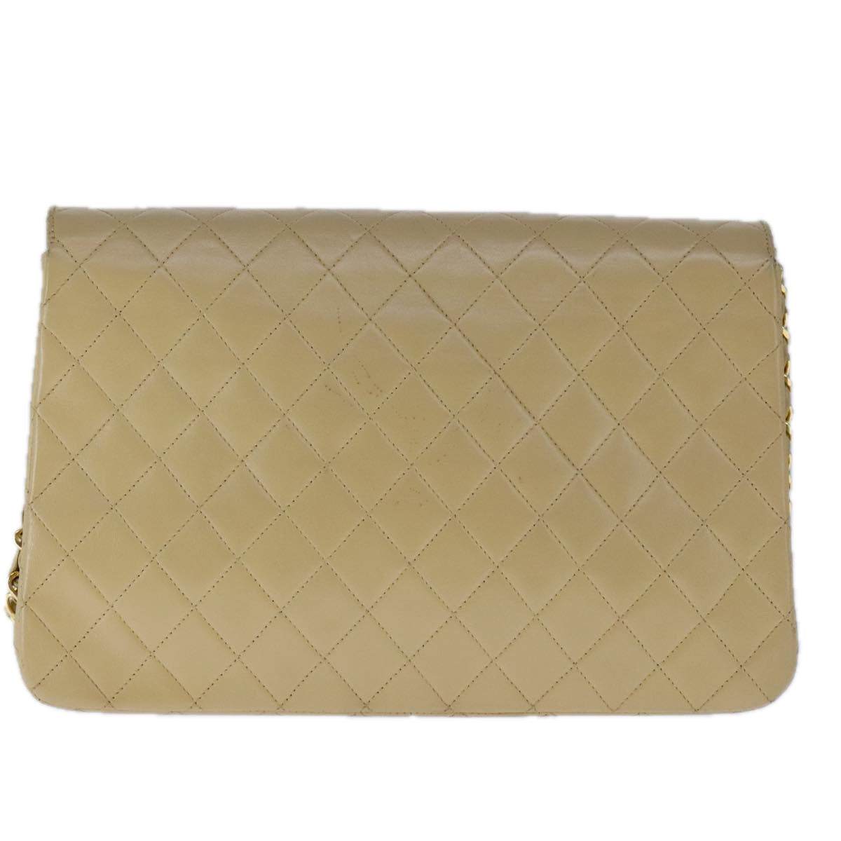 CHANEL Matelasse Chain Shoulder Bag Lamb Skin Beige Gold CC 109209