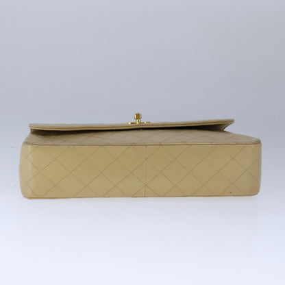 CHANEL Matelasse Chain Shoulder Bag Lamb Skin Beige Gold CC 109209