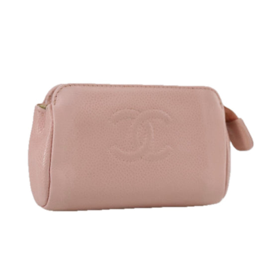 CHANEL COCO Mark Pouch Caviar Skin Pink Gold CC 109423