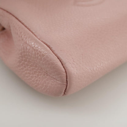 CHANEL COCO Mark Pouch Caviar Skin Pink Gold CC 109423