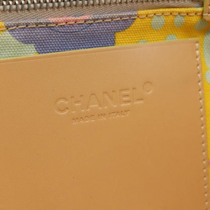 CHANEL Tote Bag Canvas Leather Yellow Beige Silver CC 109460