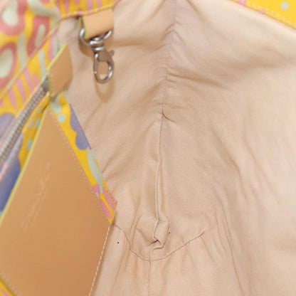 CHANEL Tote Bag Canvas Leather Yellow Beige Silver CC 109460