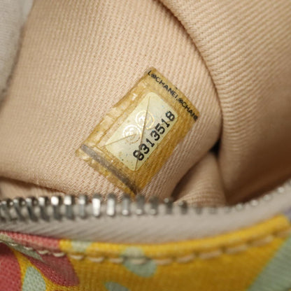 CHANEL Tote Bag Canvas Leather Yellow Beige Silver CC 109460
