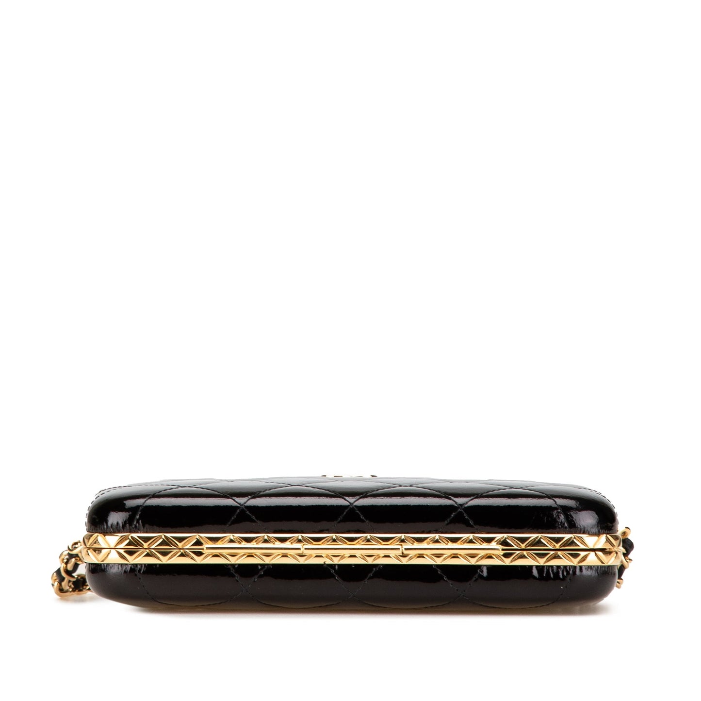 Black Chanel Large Glazed Goatskin Box With Chain Crossbody Bag