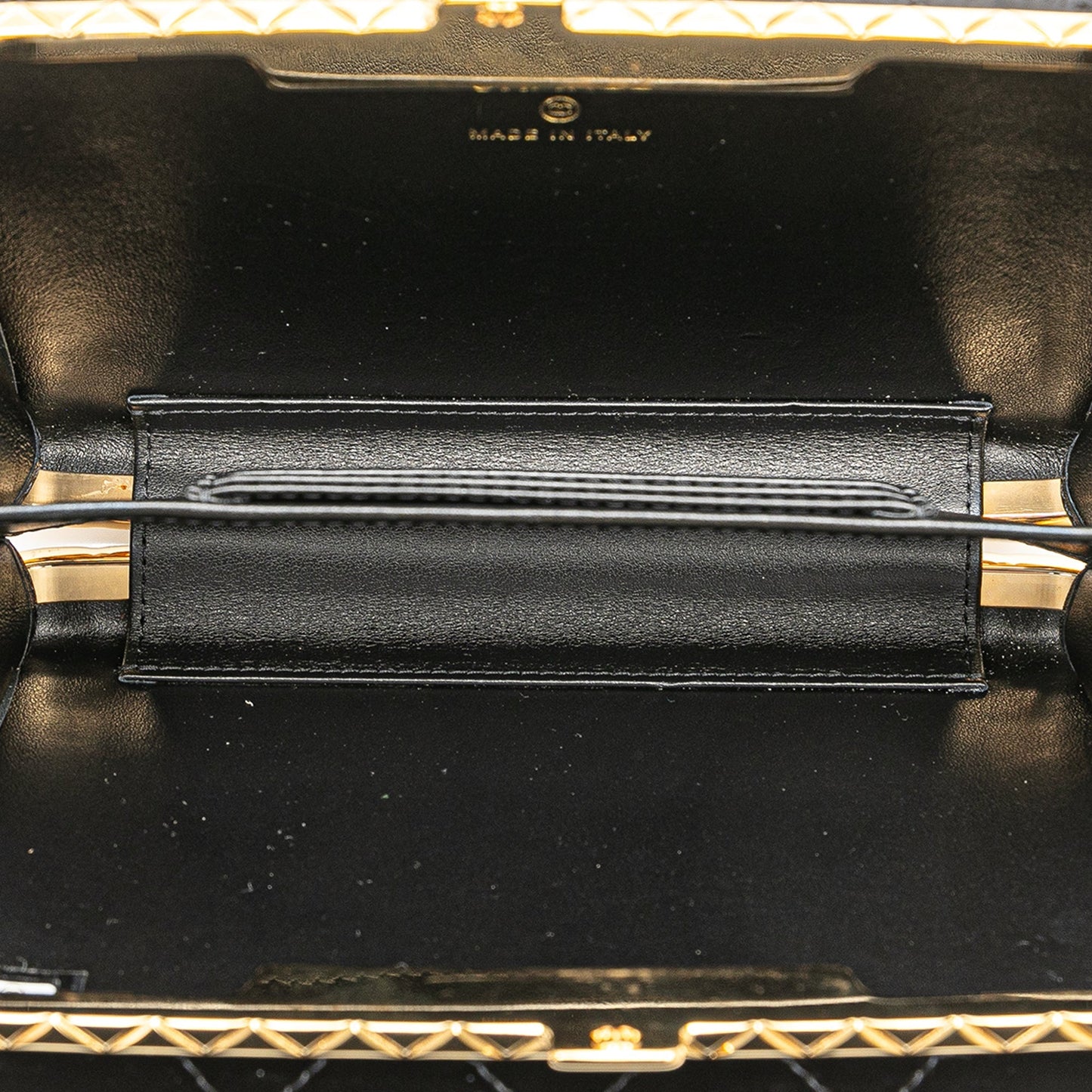 Black Chanel Large Glazed Goatskin Box With Chain Crossbody Bag