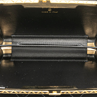 Black Chanel Large Glazed Goatskin Box With Chain Crossbody Bag